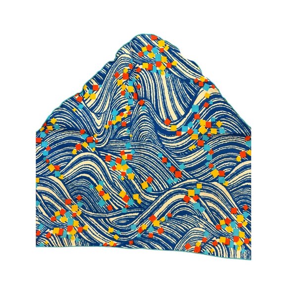 Vintage Triangle Headscarf With Abstract Waves & Geometric Print - Picture 2 of 6
